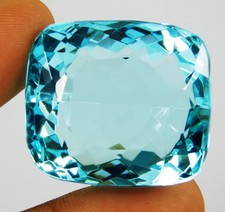 CERTIFIED 154.50 Ct Natural Santa Maria Blue Aquamarine Cushion Cut Gemstone