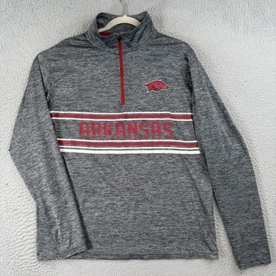 Arkansas Razorbacks 1/4 Zip Pullover Mens Medium Gray Colosseum Long Sleeve NCAA