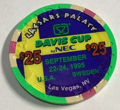 $25 Caesars Palace Las Vegas 1995 Davis Cup Casino Chip - USA vs Sweden *   