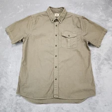 Flint and Tinder Shirt Mens Large Green Short Sleeve Button Down Stretch Utility