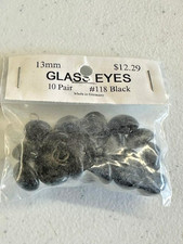 Vintage German Doll Bear 13mm Black Glass Eyes 10 Pair 118 Black RARE