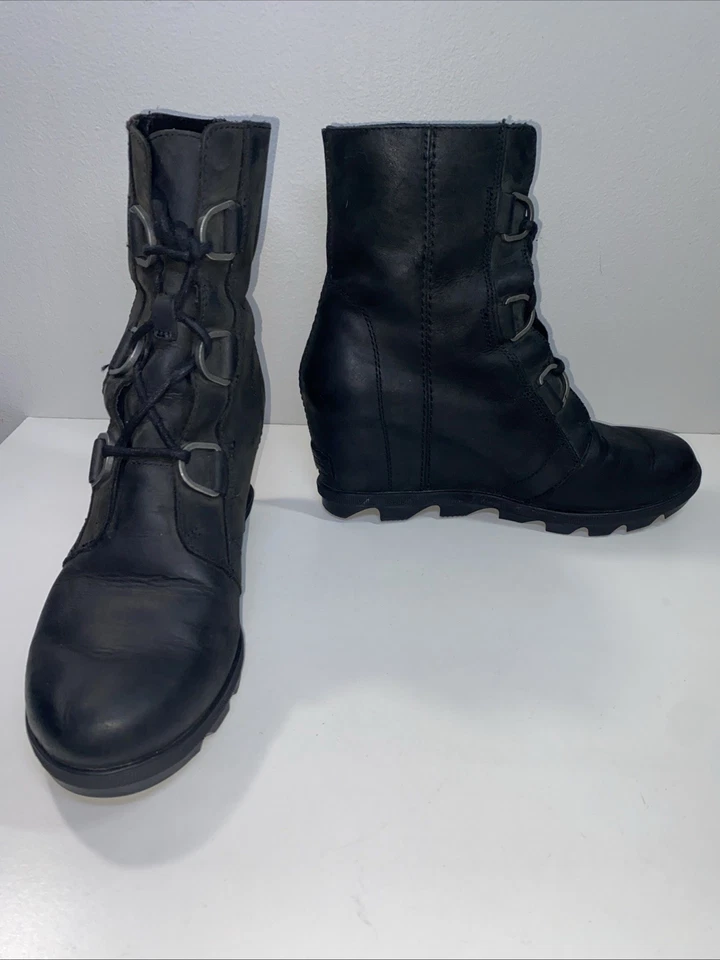 Botines impermeables Sorel Joan Of Arctic Wedge II negros para mujer de cuero 9,5 Foto 4 de 4