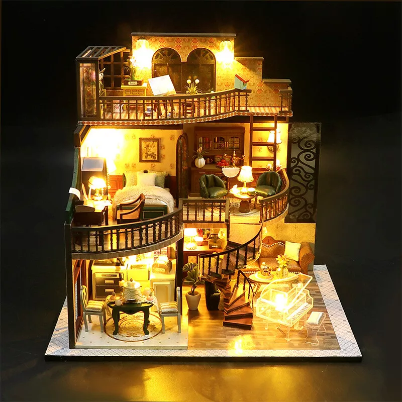 Mini Doll House Kit DIY Dollhouse with Furniture Handmade for Kids  Miniature