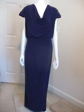 ALEX Evenings purple draped neckline maxi long dress Size 12