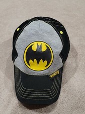 Youth Batman Hat Black Gray Baseball Adjustable Ball Hat Cap Strapback Kids