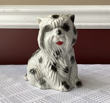 VTG Black & White Ceramic Black Sheepdog Figurine, Brazil, 5 1/2&rdquo; T x 5 3/8&rdquo; W