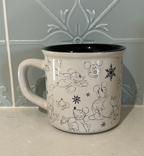 Large Ceramic Sketch Mickey Mouse Coffee Mug Winter - Pottery Barn Disney VGC - Picture 3 of 6