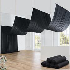 30Ft 40Ft Black Ceiling Curtain Panels for Party, 6 Panels 5 40Ft Long Canpoy Te