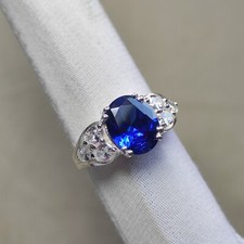 Amazing blue sapphire ring  CZ ring  925 Sterling silver sapphire ring C6877
