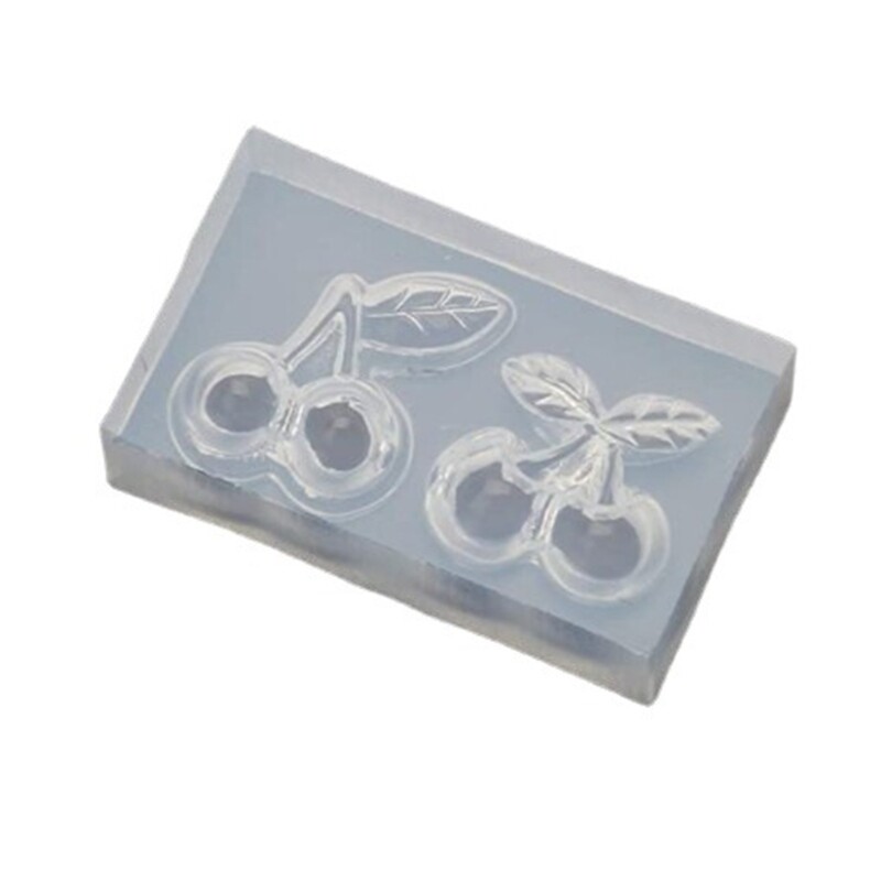 Cute DIY Silicone Cherry Hairpin Earrings Resin Mold for Handcraft