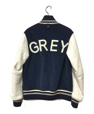 Thom Grey Leather Sleeve Stadium Jacket/Bicolor/Corduroy Size S 