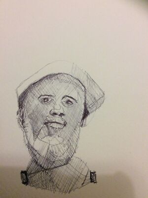 Skizze Zeichnung Avantgarde Expressionist Tusche Gesicht Stift Biro Pop Art Einzelstück Dez