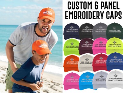 C914 Adult Custom Logo Texts Stitching Logo Texts 6 Panel Baseball Caps
