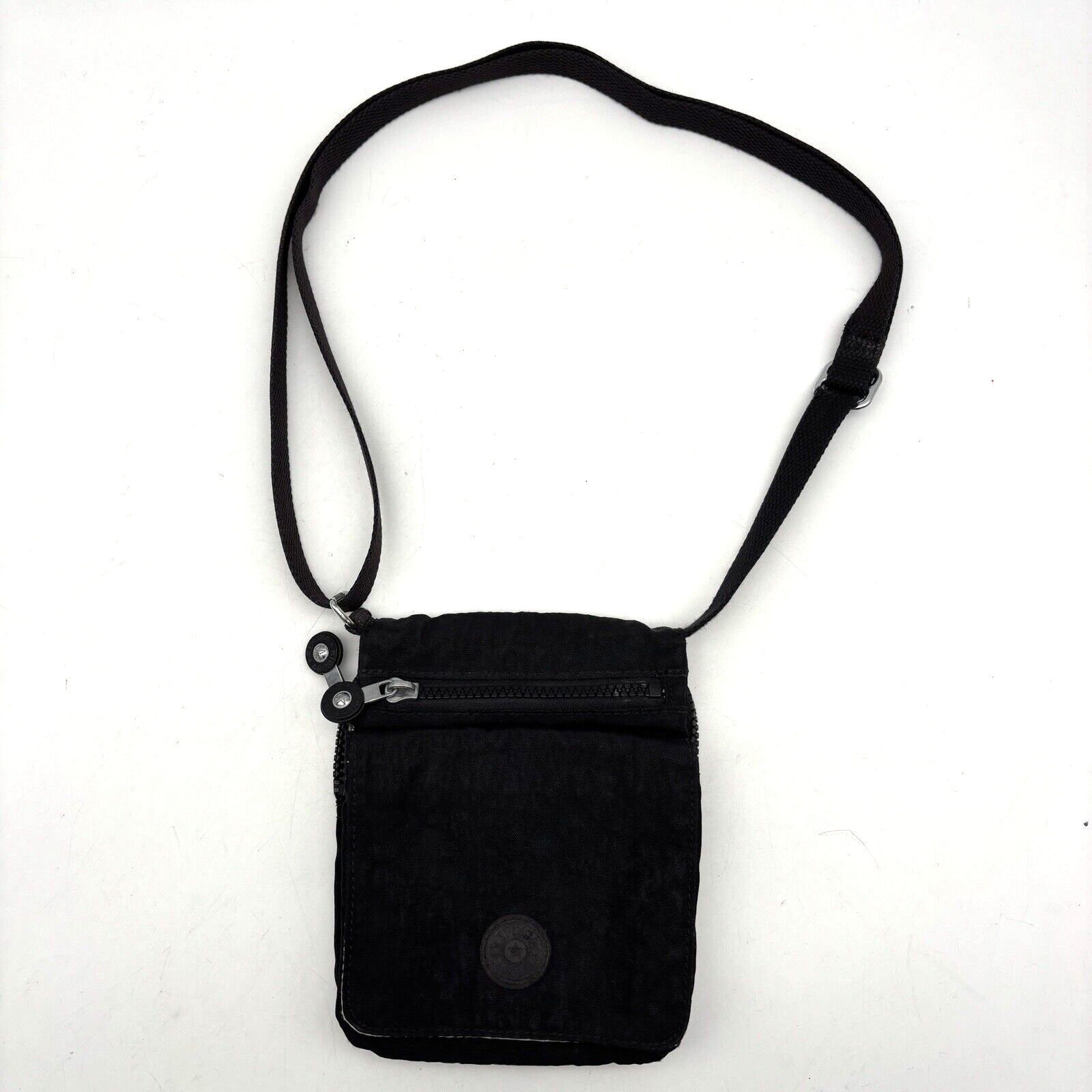 Kipling 'ELDORADO' Black Nylon Multi Pocket Organizer Mini Crossbody Bag 7.5x5.5