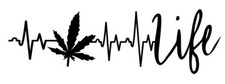LIFE LINE VINYL STICKER FOR CAR,WALL,WINDOW, CANNABIS LEAF 4"