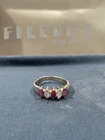 Vintage 925 Sterling Silver Red Ruby And CZ Ring Size 8