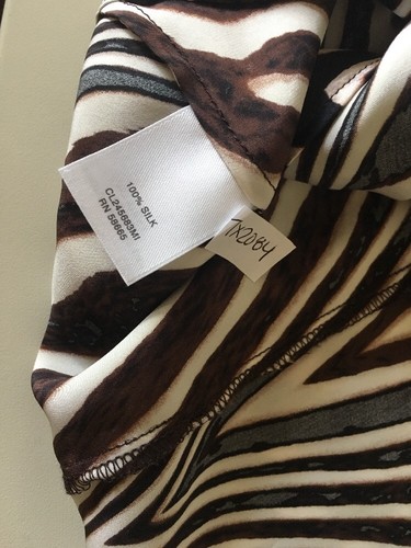 Womens Classiques Entier Sleeveless Silk Blouse XS Zebra Animal Print Brown - Picture 4 of 10