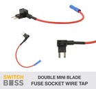<!--F#f_0-->Double MINI BLADE Fuse Socket Wire Tap 20A 16AWG 2 Way 12v Connector<!--F/-->
