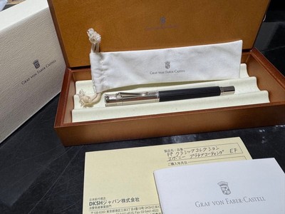 GRAF VON FABER classic Fountain Pen Ebony Platinum Coated Used F Nib