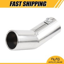 One Auto Chrome Curved Exhaust Tail Muffler Tip Pipe Fit 0.75 To 1.5 Universal