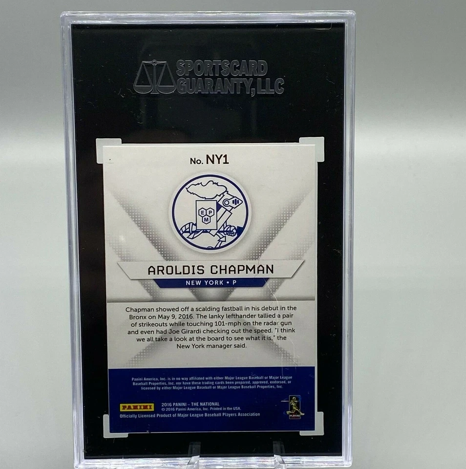 Panini The National NY 2016 1/99 señuelo cuñas #NY1 AROLDIS CHAPMAN SGC 9,5 Foto 2 de 2