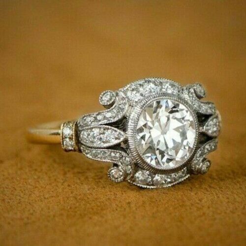 2.51 CT Round Simulated Diamond Victorian Engagement Ring 14K White Gold Plated - Picture 1 of 16