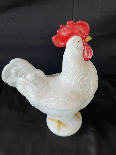 VINTAGE Westmoreland Milk Glass Rooster Covered Candy Dish