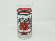 COCA COLA WHATABURGER Holiday Christmas Poinsettia glass Tumbler - RARE 14oz.