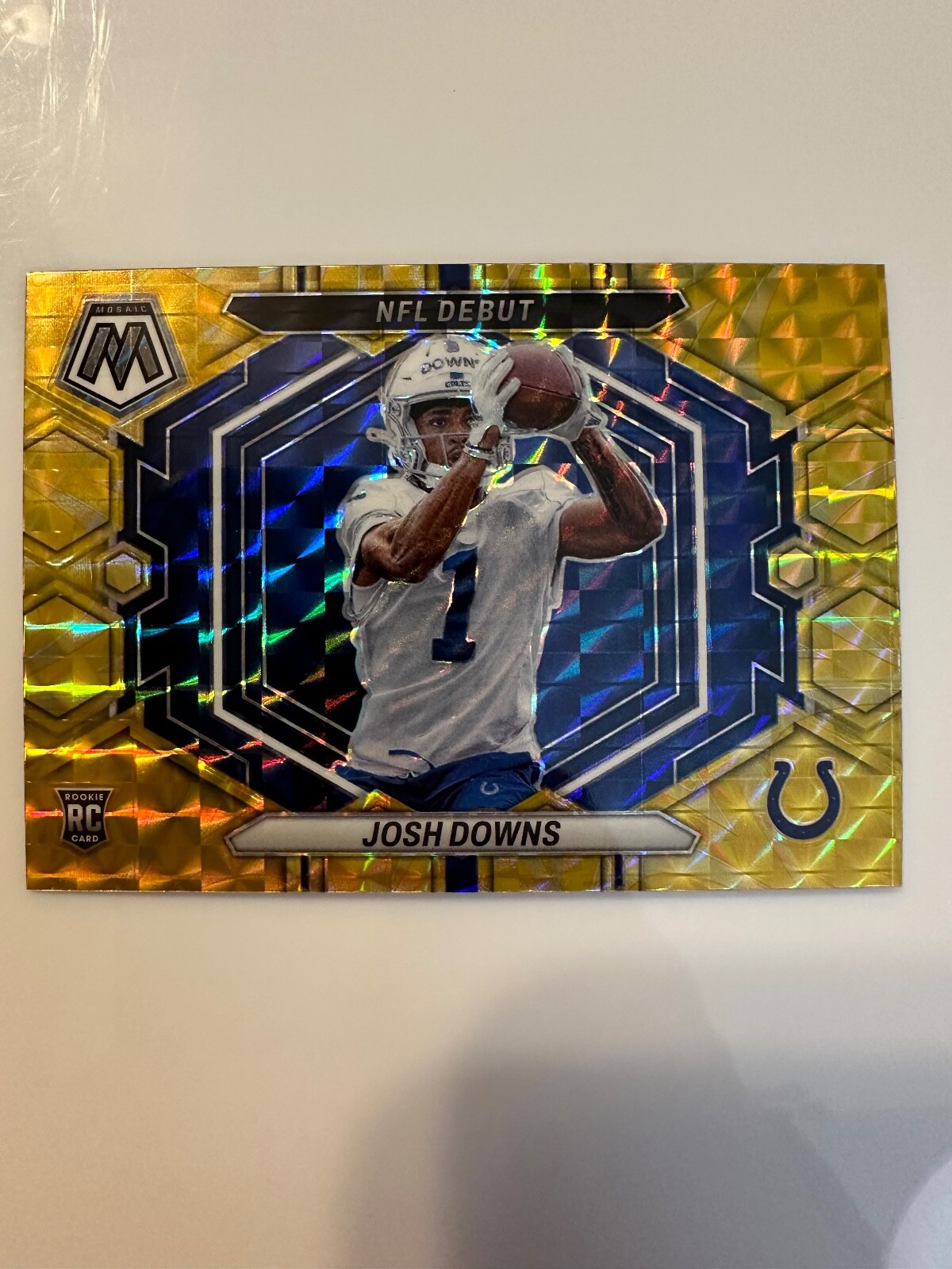 2023 Mosaic - JOSH DOWNS - Yellow Reactive Prizm - NFL Debut - Colts RC #ND-15