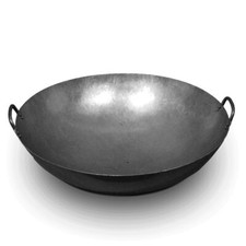 Padella Wok 50 cm Ø (20 pollici) pavimento rotondo carbonio acciaio 2 manici Cina gastronomia