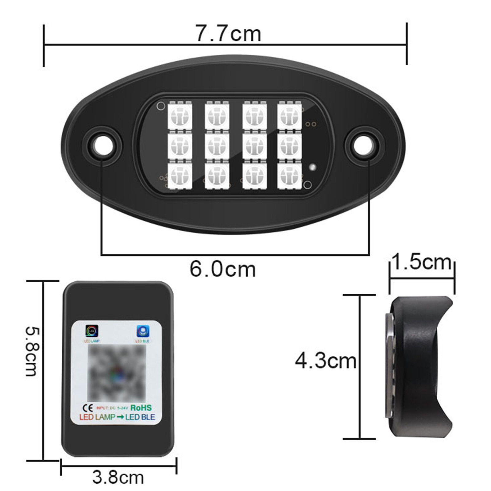 RGB Wheel Well Light Truck ATV UTV RZR SUV 12 Pods Underglow App Flashing Music'