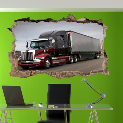 HIGHWAY MUCLE TRUCK LKW WANDAUFKLEBER 3D KUNST WANDBILD AUFKLEBER BÜRO WOHNDEKO UQ7
