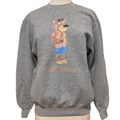 GIVLING Bear Grey Crewneck Sweater - sz Youth XL - fits women s S/M