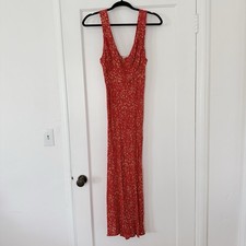 Reformation Red Floral Midi Dress Small S