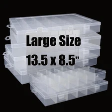 4Pack Large 24 Grids Plastic Organizer Box with Dividers - 24 Compartment Org...