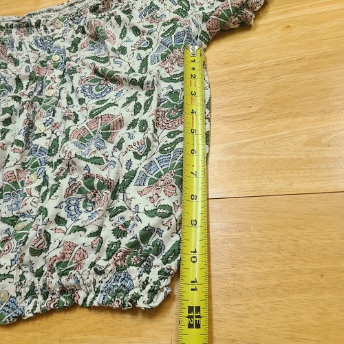 Lucky Brand Womens M Top Boho Pullover Button Front Short Sleeve Elastic Waist - Picture 12 of 16
