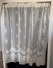 Elegant White Lace Curtain Floral Design 60" W x 56" L
