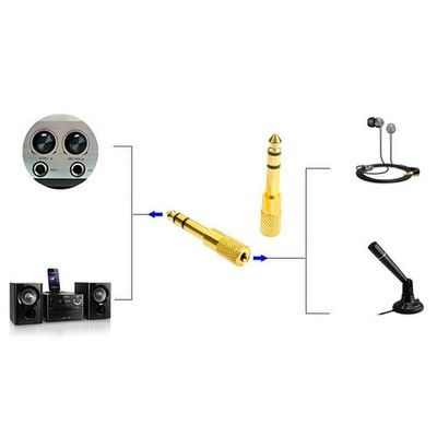 3.5mm Jack to 6.35mm Stereo Headphone Adaptor Connector 1/4 6.3mm - 