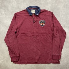 Joules  Rugby Polo Shirt Long Sleeve Mens Large Long Sleeve Top, Burgundy Red