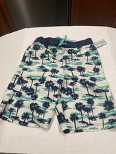 Cat Jack Boys Swim Trunks Size Large 12-14 Blue Palm Trees