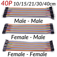 40P Dupont Jump Wire M-F M-M F-F Jumper Breadboard Cable Lead 10/15/21/30/40cm