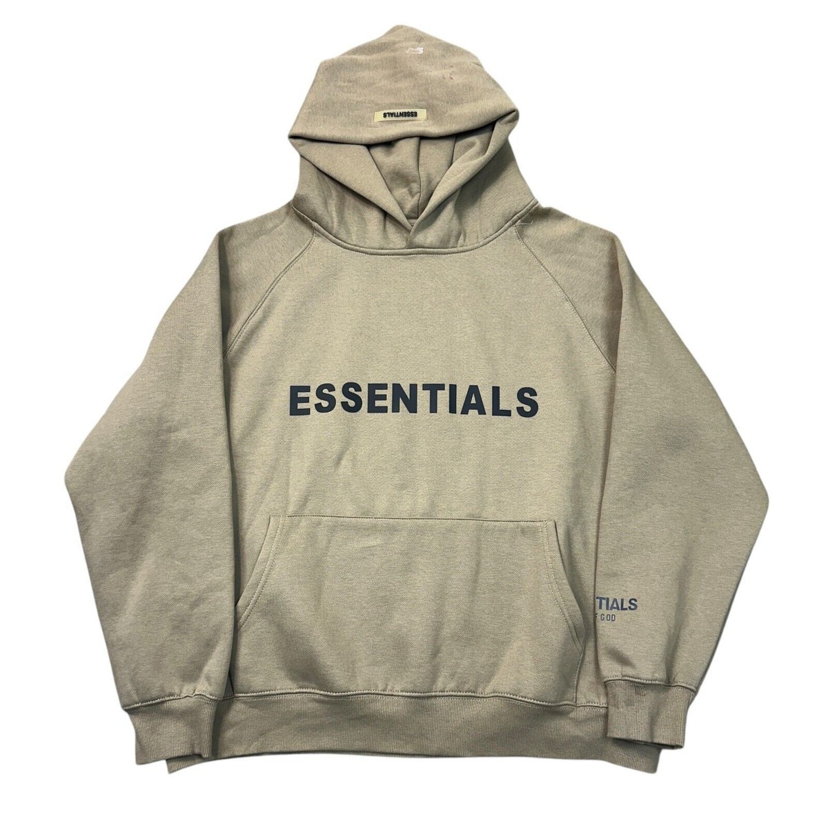 Fear Of God Essentials Hoodie Pullover Sweatshirt Beige Mens Small