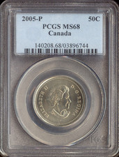 2005-P Canada 50 Cents 50C PCGS MS68 - Quality