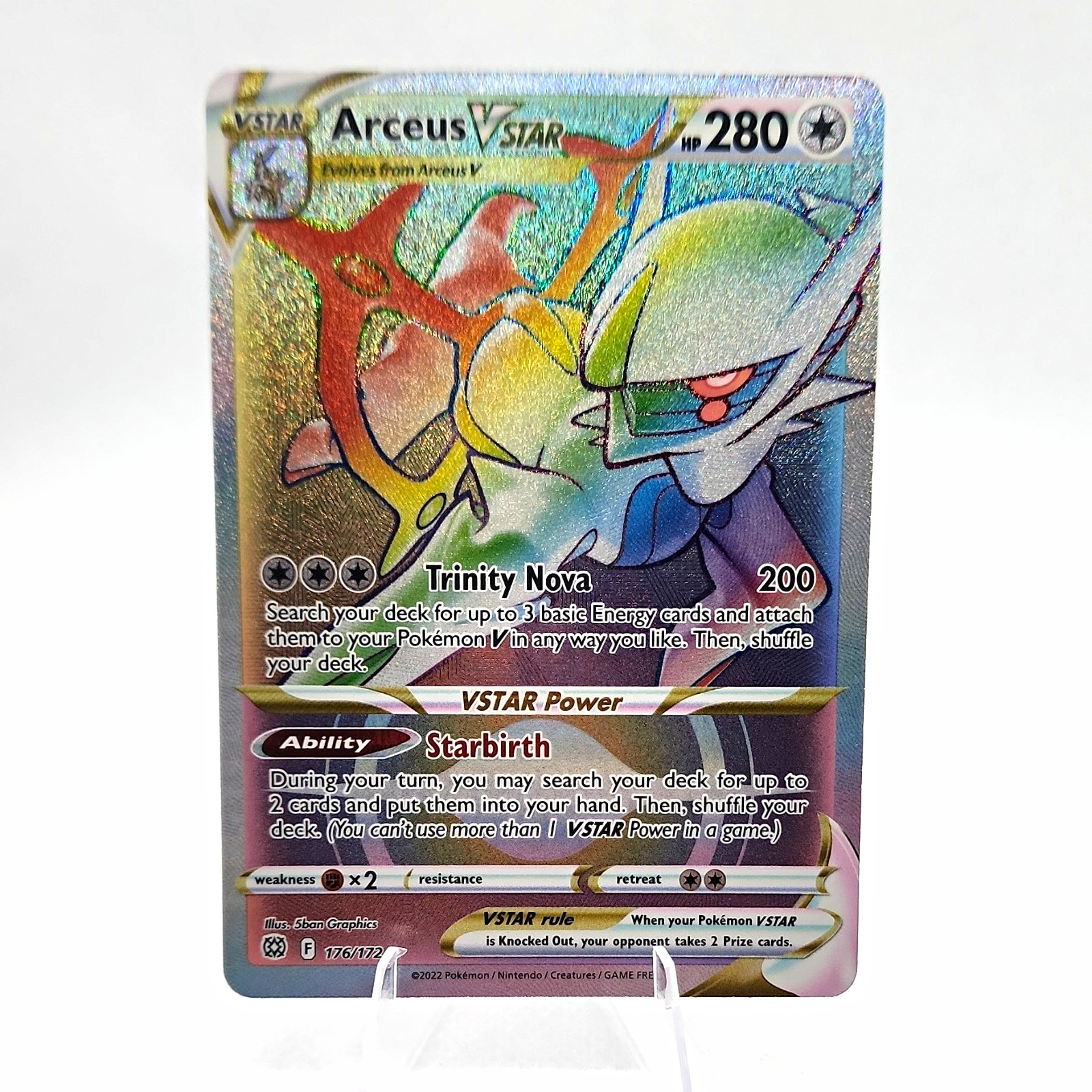 Pokemon Arceus VSTAR Rainbow Secret Rare 176/172 SWSH09 Brilliant Stars