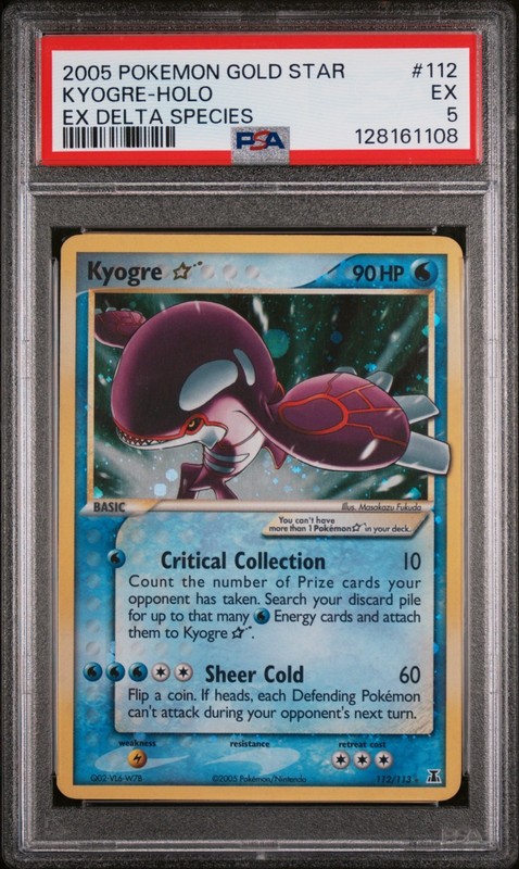 2005 POKEMON EX DELTA SPECIES GOLD STAR #112 KYOGRE-HOLO PSA 5