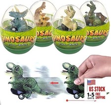 4 Pack Jumbo Dinosour Eggs with Dinosaur Pull Back Cars Dinos Vehicles Toys