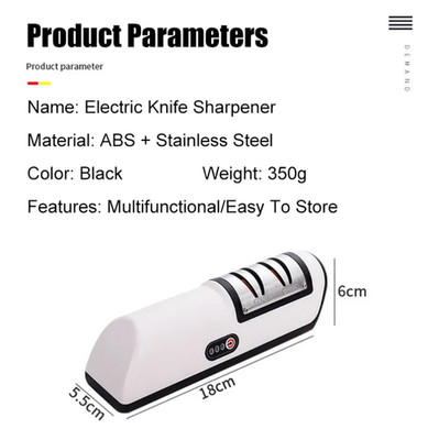 USB Rechargeable Electric Knife Sharpener Adjustable Fast Sharpening Tool Black