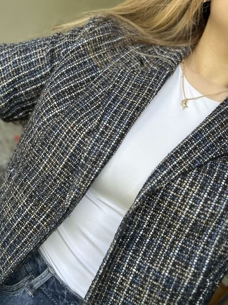Women Monsoon Jacket Black Tweed 38