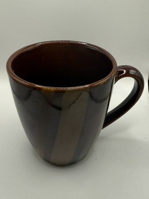 Sango Avanti Brown Coffee Tea Cup Mug Stoneware Stripes On Sand Retired 4722