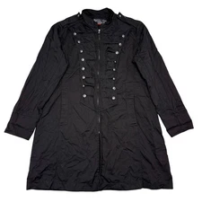 Vintage TRIPP NYC Trench Coat Mens Size 2XL Black Punk Goth Y2K Rave Jacket